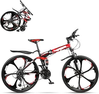 SEESEE.U Folding Adult Bike, 24 Inch Dual Shock Absorption Off-road Racing, 21/24/27/30 Speed Optional, Lockable U-shaped Front Fork, 4 Colors, Including Gifts