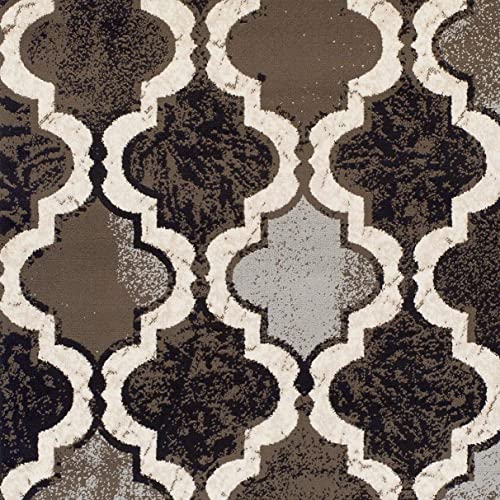 Superior Indoor Runner Rug, Jute Backed, Perfect For Living/ Dining Room, Bedroom, Office, Kitchen, Entryway, Modern Geometric Trellis Floor Decor, Viking Collection, 2' X 11', Chocolate #TOP2