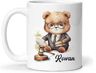 Customized Lawyer Coffee Mug with Name, Chubby Brown Bear Lawyer Design Cup, Cute Lawyer 11oz 15oz Ceramic Cup, Personalized Mug for Legal Professionals, Gift For Birthday, Christmas