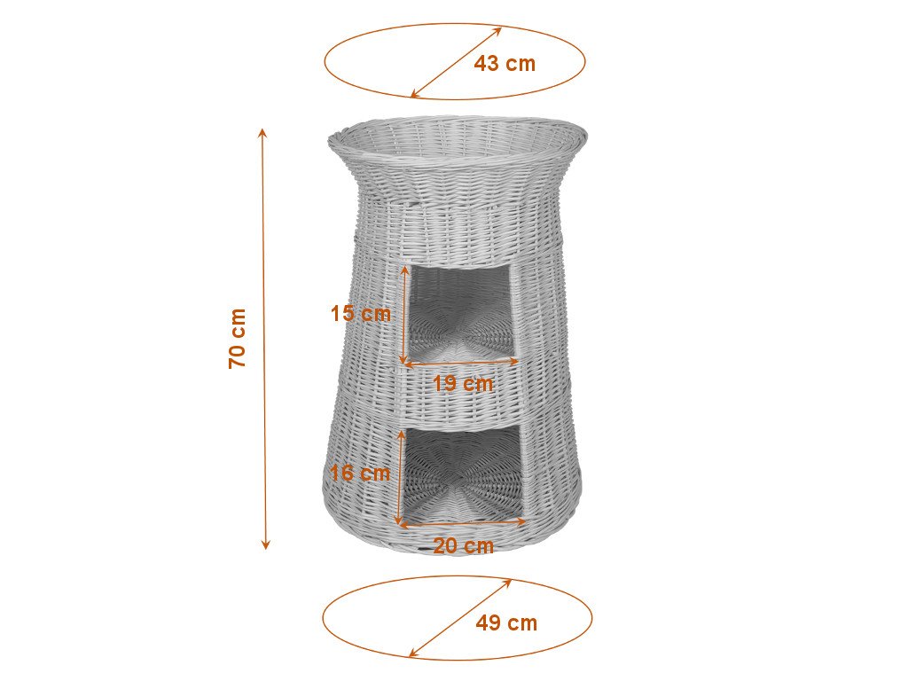 Cesta de mimbre de tres niveles para gatos y perros, color mimbre natural, con cojín, color beige