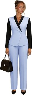 Fashion Pant Suits for Women Dressy Patchwork 2 Piece Womens Suit Slim Fit 1 Button Business Casual Outfits