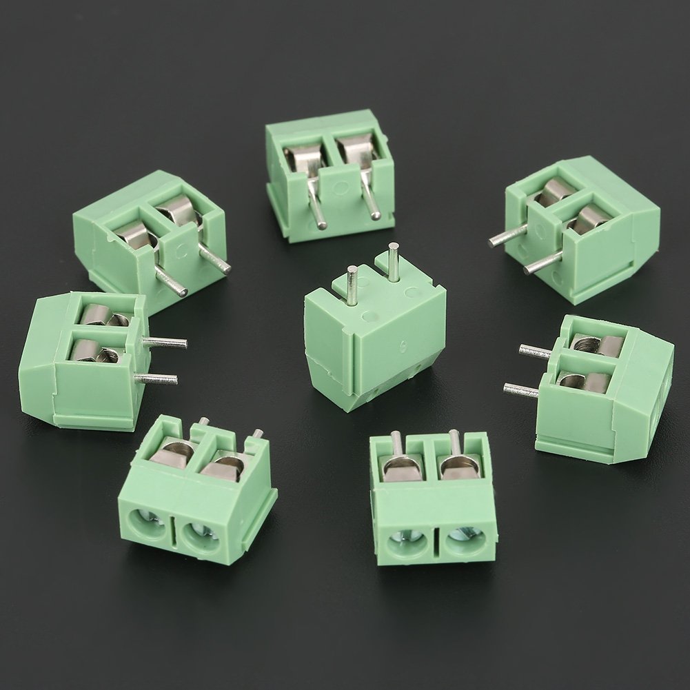 Snapklik.com : 50pcs 2Pin Terminal Block Connector, 5mm Pitch Green PCB ...