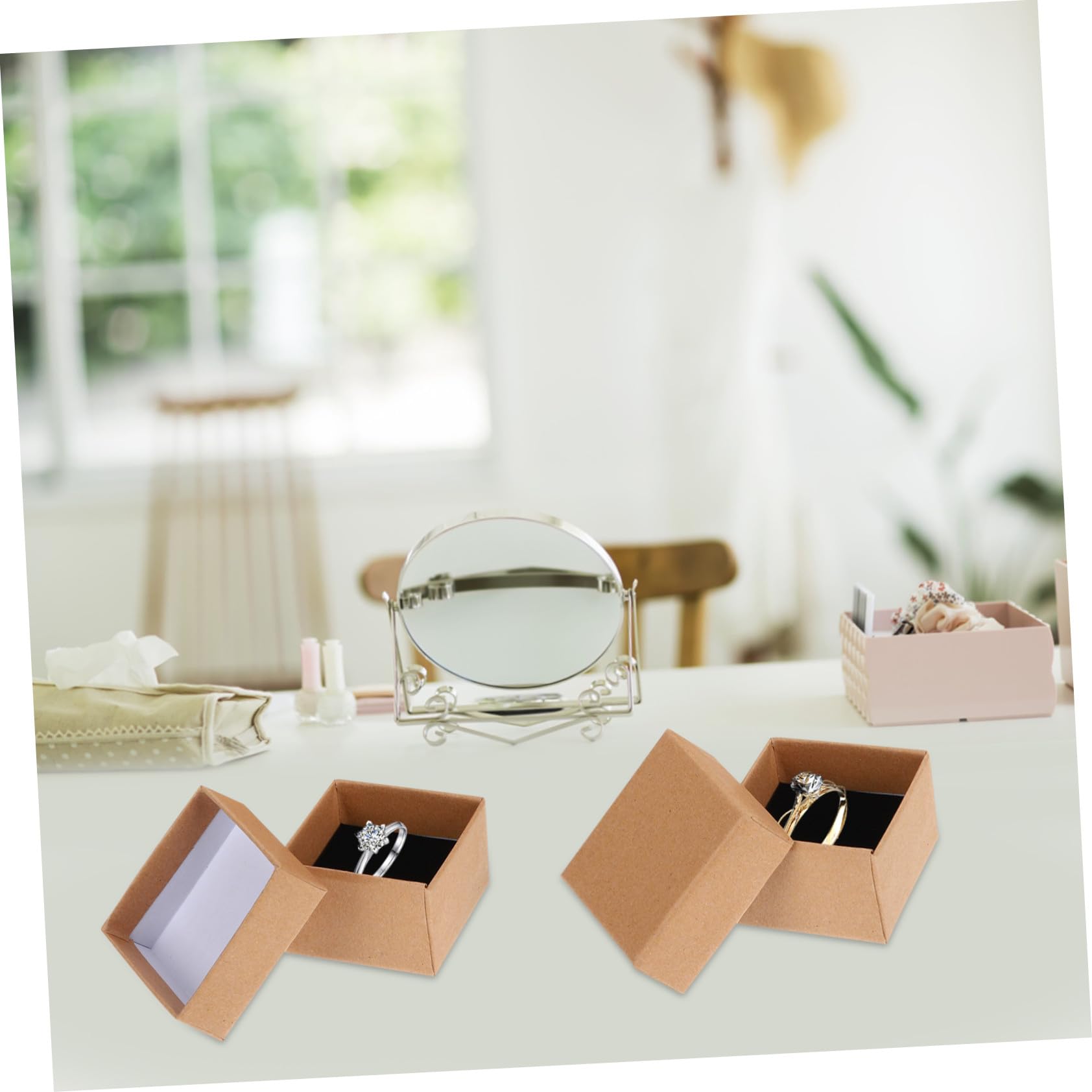 HANABASS Coffret à Bijoux en Carton Marron pour Pendentifs et Bracelets, Boîte Sûre et Élégante pour Rangement en Boutique ou Occasion Spéciale Saint-valentin, Lot de 50 Pièces