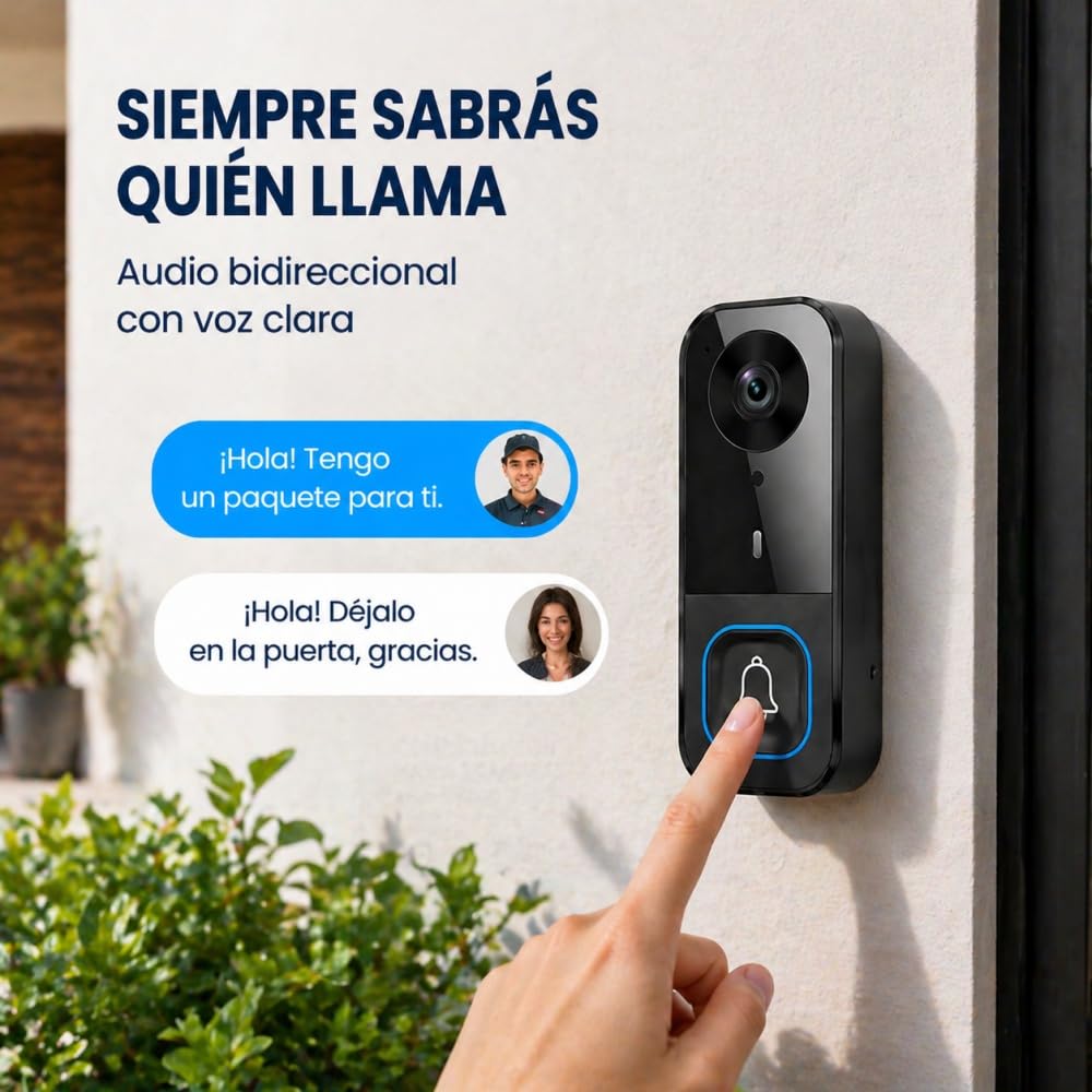 TKMARS Timbre con Cámara Exterior, Videoportero, Visión Nocturna Infrarroja, Timbre Inalámbrico Exterior Impermeable con Pantalla IPS de 4,5 Pulgadas, Sin WiFi (Negro)