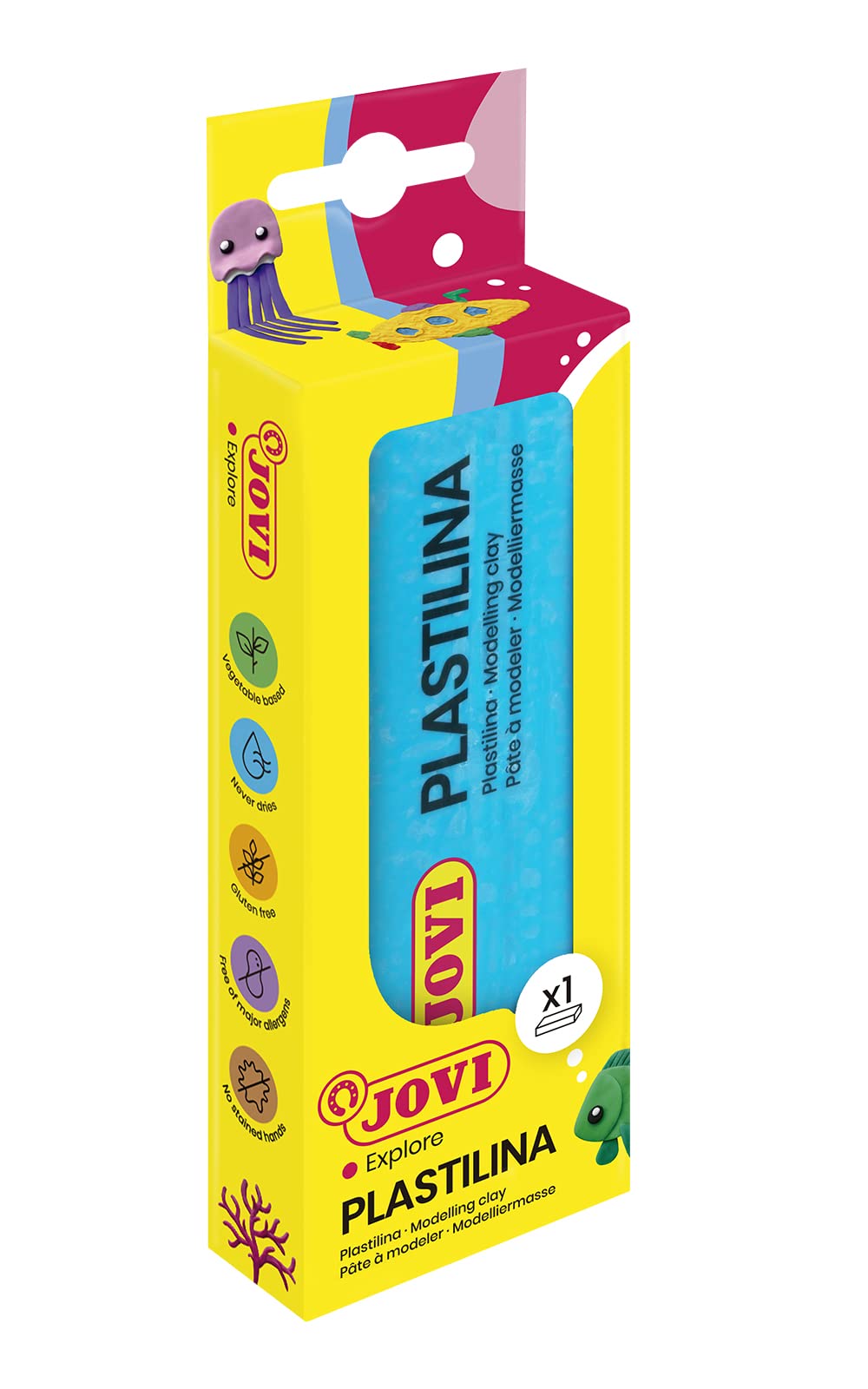 Jovi - Blíster con 1 pastilla de plastilina de 150 gr, 4 colores surtidos (71BL)