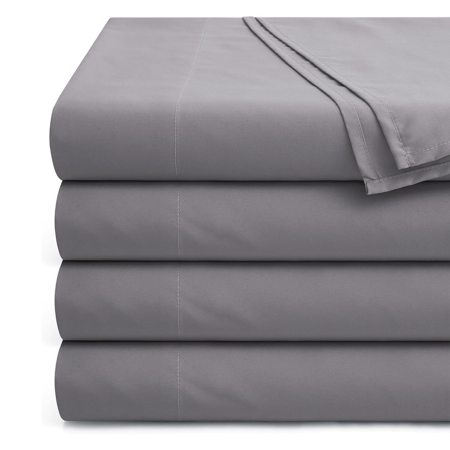 Hafaa Flat Sheet 100% Egyptian Cotton Bed Sheets 200 Thread Count Super Soft & Breathable Hotel Quality Bed Sheet - Wrinkle & Shrinkage Resistant (Grey, Double 4 Pack) — image 1
