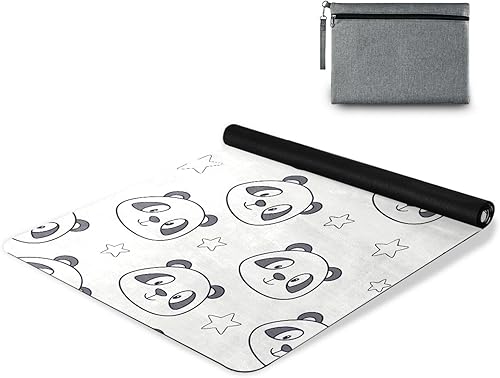 Miniatura 9 de Cute Star Panda Pattern Yoga Mat with Bag Included, Non Slip Fitness Workout Mat, Foldable Suede Rubber Yoga Mat for Yoga Pilates and Fitness, 70.8"