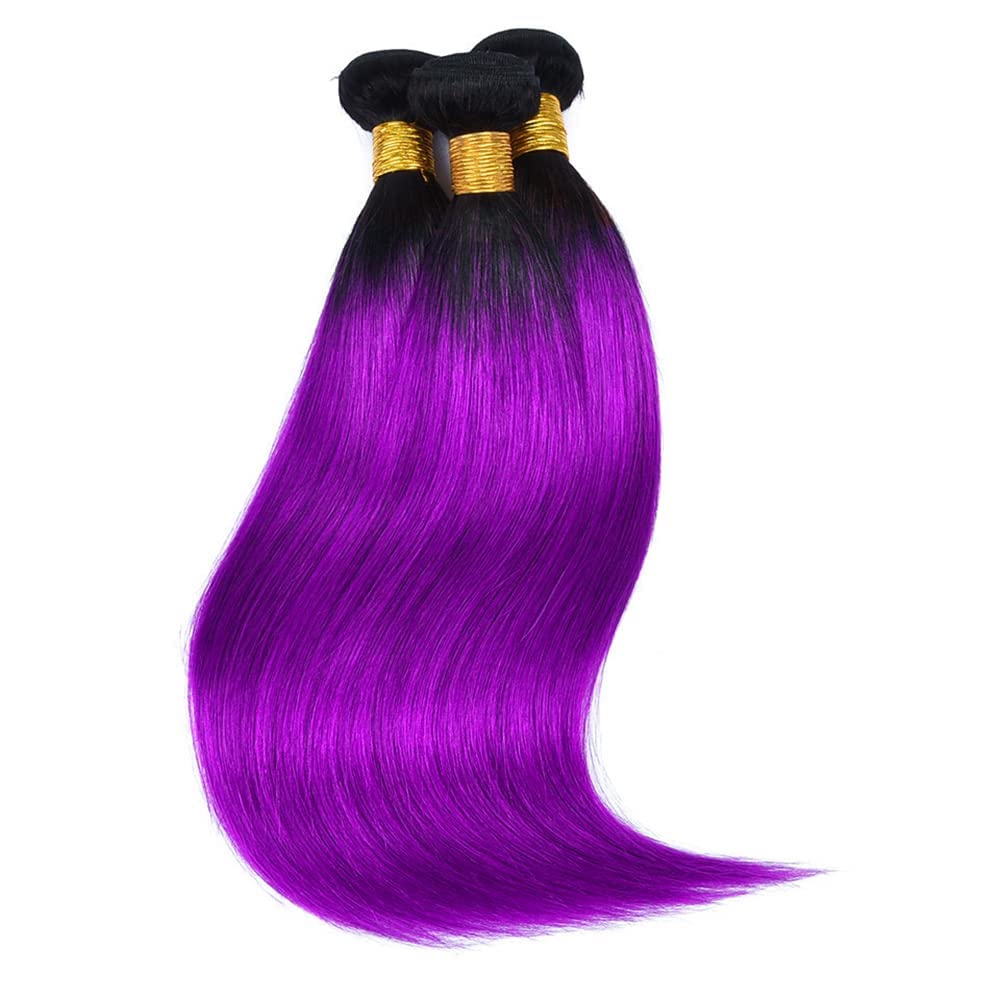 Bundles Human Hair 26 28 30 Inch Straight T1B Purple Human Hair Bundles Unprocessed Raw Brazilian Virgin Remy Quick Weave for Black Women