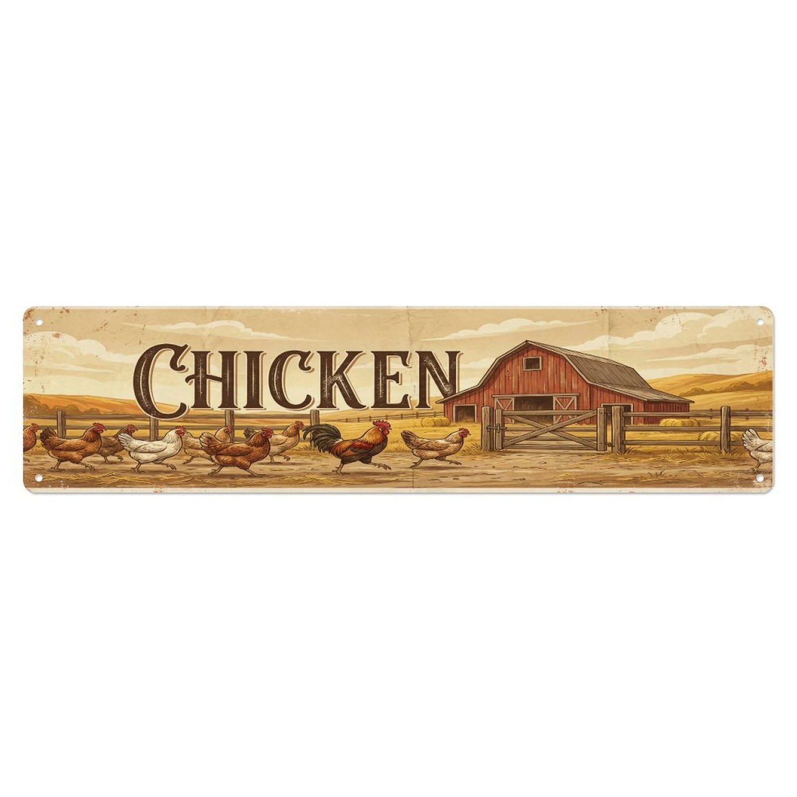 Vintage Barn Inn Hen Farmhouse Funny Hen Backyard Farm Metal Tin Sign Plaque Wall Decor for Cafe, Club, Garden Metal Poster 4x16Inch