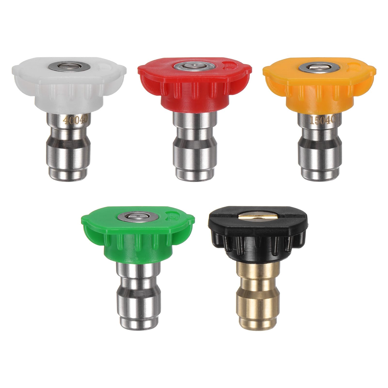 M METERXITY 5-Pack Pressure Washer Spray Nozzle Tips, Multiple Degrees 1/4 Quick Connector Stainless Steel Pressure Washer Jet Nozzle Power Washer Tip for Cleaning [1.2mm Orifice]