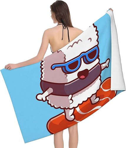 Miniatura 10 de Pevtufa Toalla de playa, toallas de playa de algodón de sushi (3) toallas de playa de gran tamaño, toallas de playa de gran tamaño, suaves y