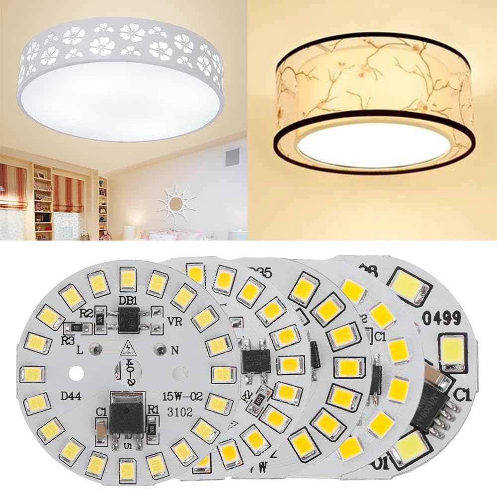 Zintegrowany chip LED, Panel LED SMD 2835 3-15W 220-240V Smart IC, biały i ciepły biały, 2 lub 5 szt.(White,7W 5p)