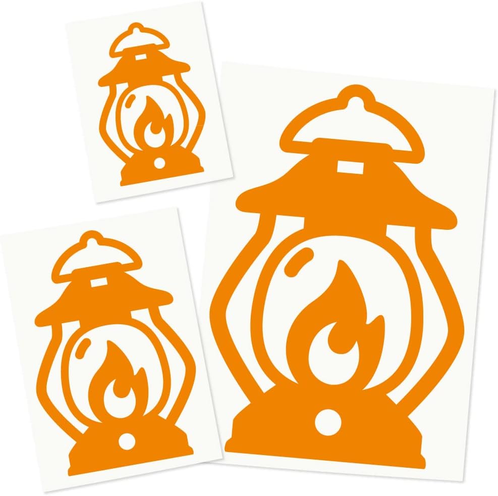 Imoninn ランタンステッカー キャンプステッカー キャンプ Camp アウトドア Outdoor ３枚セット オレンジ色 訳ありセール 格安