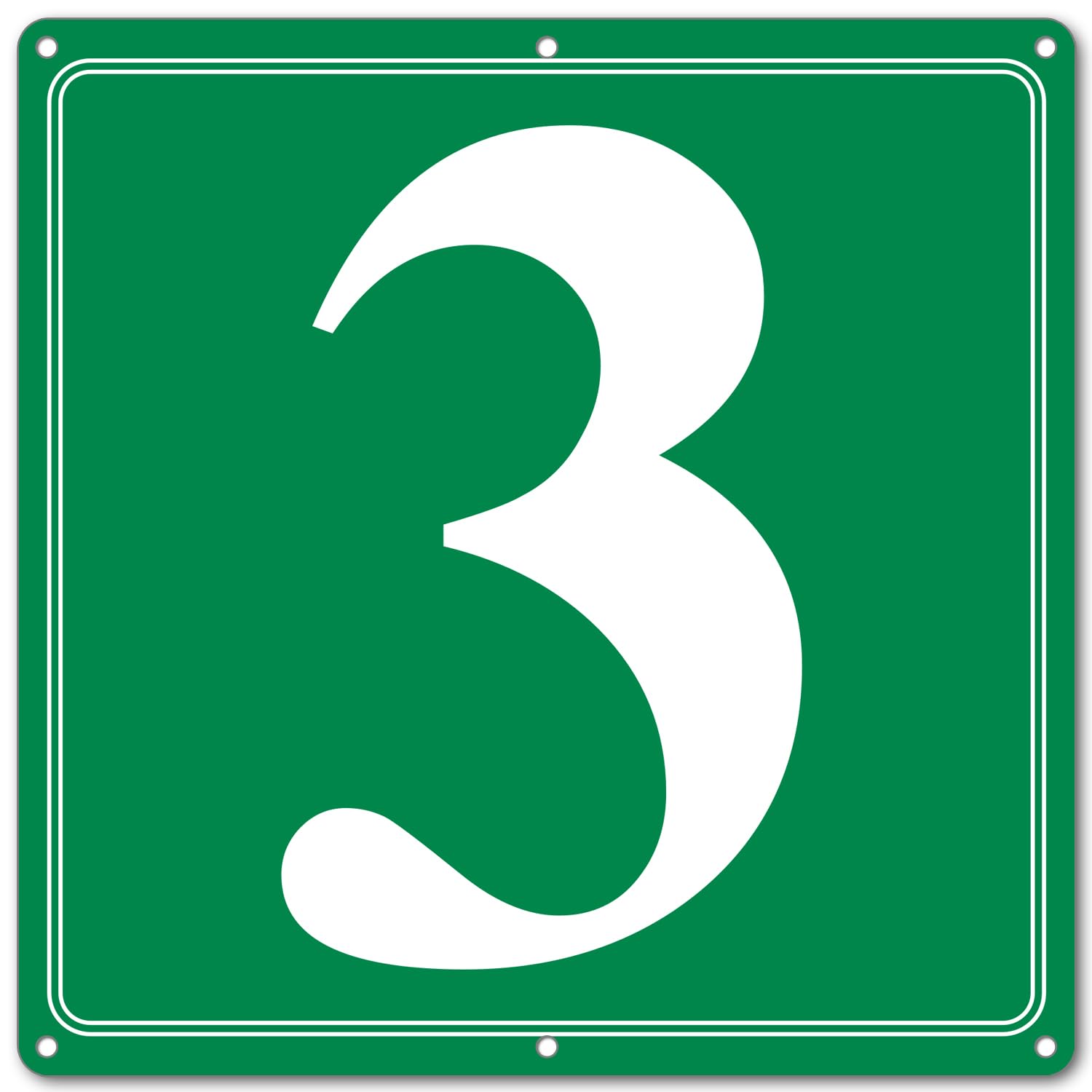 i-CowFun Premium Aluminum Number Signs 3, Metal 12" X 12" Green Numbered Signs Outdoor for Parking Lots, Floor, Dock, Court, Aisle, Field, High Visibility, No Fade, Weather-resistant