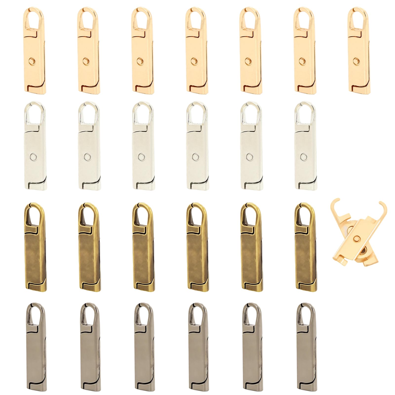 25 Pcs Zipper Pull Replacement, Upgraded Detachable Metal Replacement Zipper Pull Tab for Luggage, Backpacks, Suitcases, Jackets, Purses, Handbags(