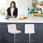 BestOffice Tabourets de comptoir de hauteur de bar 2 PU Cuir pivotant BarStools pour Tabouret de cuisine Tabourets de comptoir réglables en hauteur Chaise à manger avec dossier (blanc)