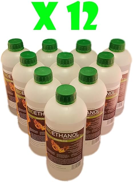 12L Bioethanol fuel liquid Fuel Golden Fire Premium Grade Quality, Clean Burn Bio ethanol