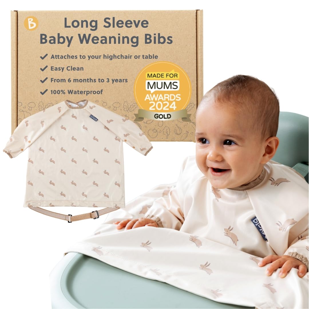BIBaDO - Long Sleeve Baby Bibs - Babies & Toddlers 6-36 Months - Coverall Weaning Bib - Easy Wipe Clean & Soft Fabric - Attach to Highchair & Tables - Waterproof - Machine Washable — view 23