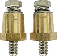 Vista 4 de Ampper Postes de carga de terminal de batería de latón con rosca M8, adaptador de poste de batería (+-) con pernos M8 sólidos como postes macho