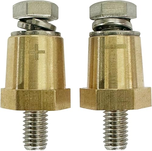 Miniatura 4 de Ampper Postes de carga de terminal de batería de latón con rosca M8, adaptador de poste de batería (+-) con pernos M8 sólidos como postes macho