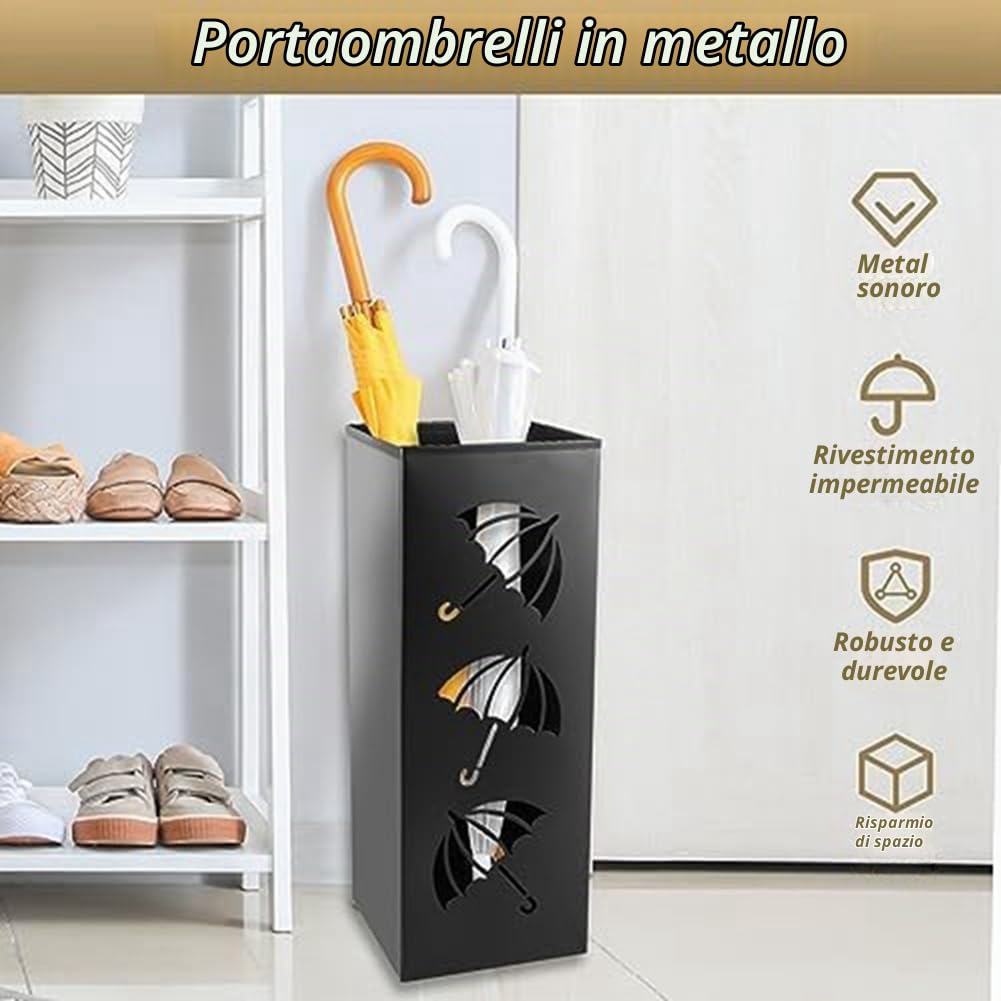 Portaombrelli Portaombrelli Quadrato in Metallo Design per Esterni Portaombrelli per Ingresso Casa Ufficio Hotel in Stile Moderno con Portaombrelli Rimovibile con Scultura Antiruggine