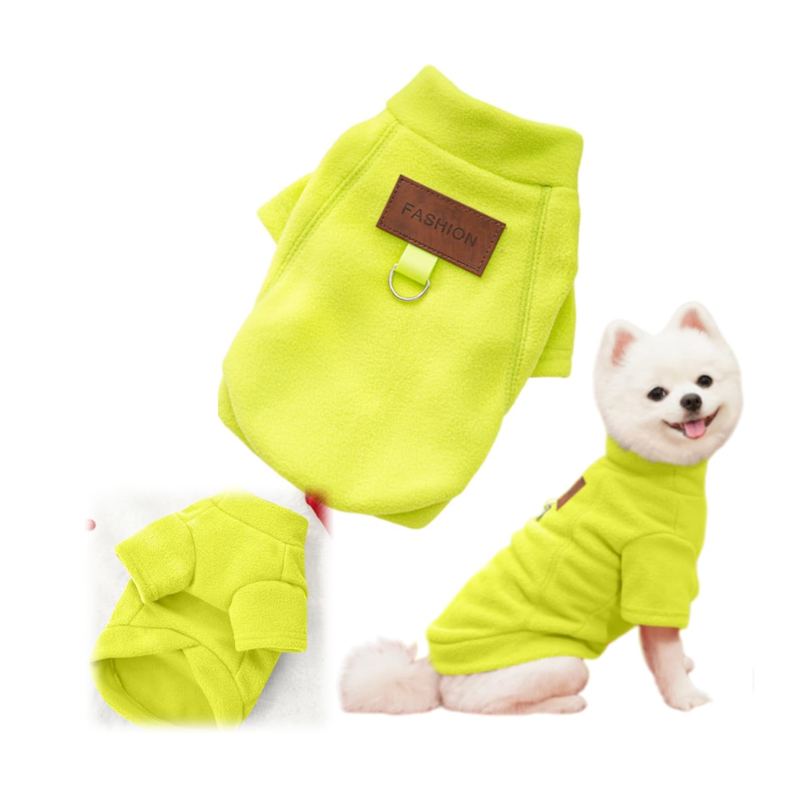 Dog Jumper Dog-Hoodie Puppy Fleece Sweatshirts with Leash Ring, Chihuahua Clothes, Warm & Lightweight Pullover for Small Medium Pets - Cozy Fall/Winter/Spring Pet Jacket (Fluorescent Green,5XL)