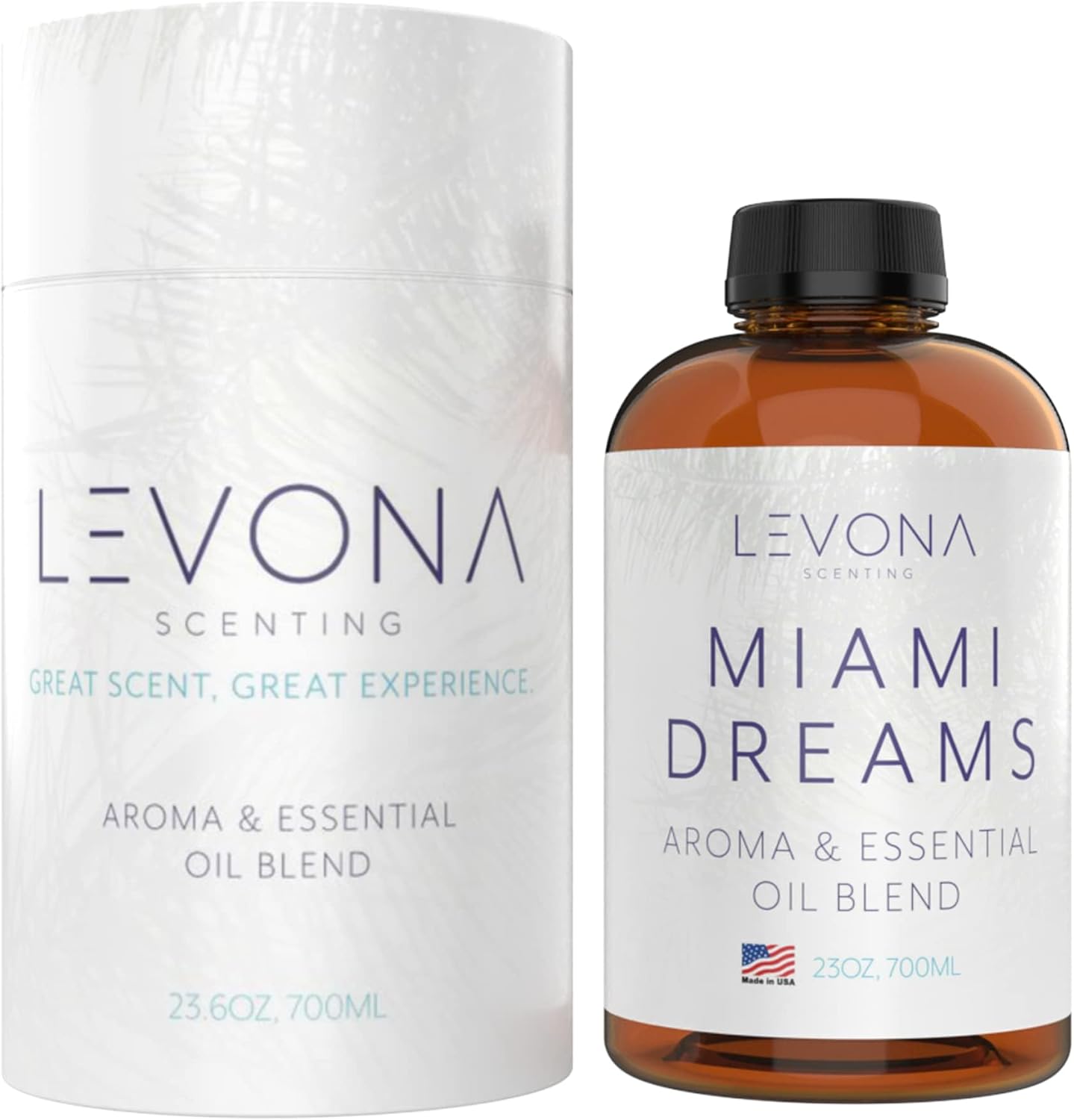 Levona Scent Essential Oil - Fresh Aroma for Home, Office, Hotel & Spa, Perfect in Humidifiers and Diffusers, Luxury Fragrance, with Bergamot, Pine, Rose, Earthy Notes - 700ml/ 23 fl oz, Miami Dreams