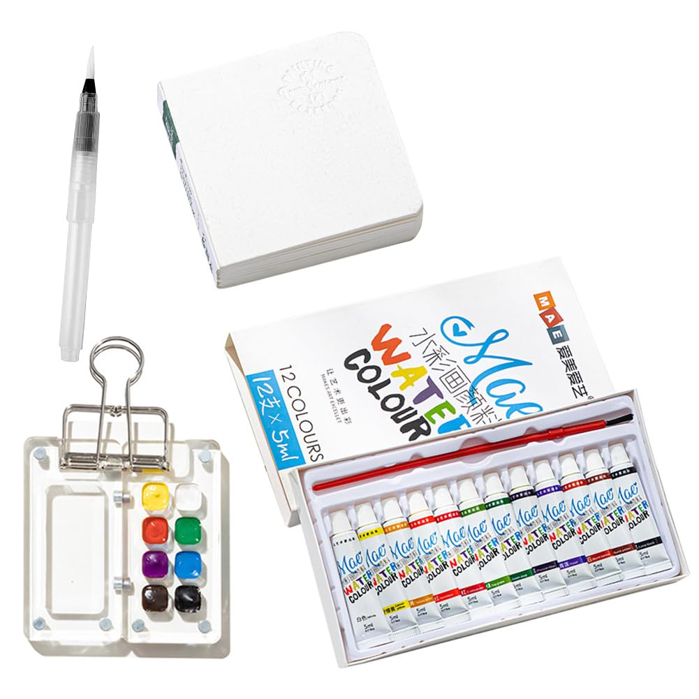 Pocket Artist Aquarelle Ensemble de, Mini Ensemble de Peintures de Boîte à Palette Acrylique, Palette de Carnet de Croquis Ensemble de Peintures à l'aquarelle, Cadeau pour Peintres