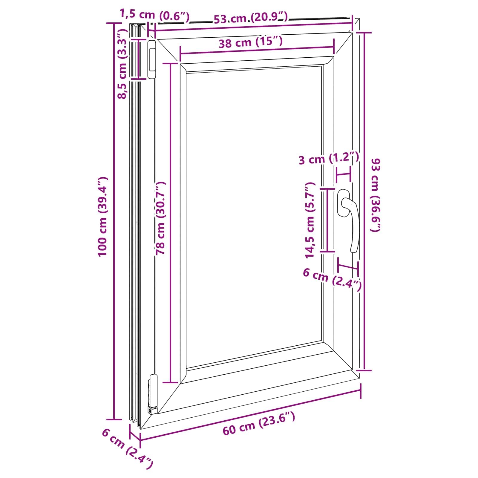RISOR - Finestra per cantina, 60 x 100 cm, in PVC e vetro, antracite, con telaio a 5 camere, funzione di inclinazione e rotazione, protezione termica, insonorizzazione, vetro isolante per