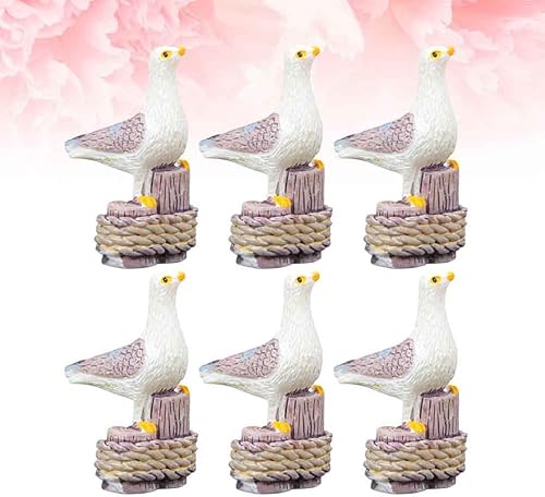 Miniatura 8 de Healifty 12 letreros rústicos de gaviota, bonsái, paisajismo, decoración mediterránea, adorno de escritorio, escultura de animales Satnding,