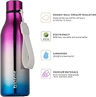 Vista 145 de BJPKPK Botellas de agua aisladas, botella de agua de metal de acero inoxidable de 18 onzas con correa, termo a prueba de fugas sin BPA, tazas