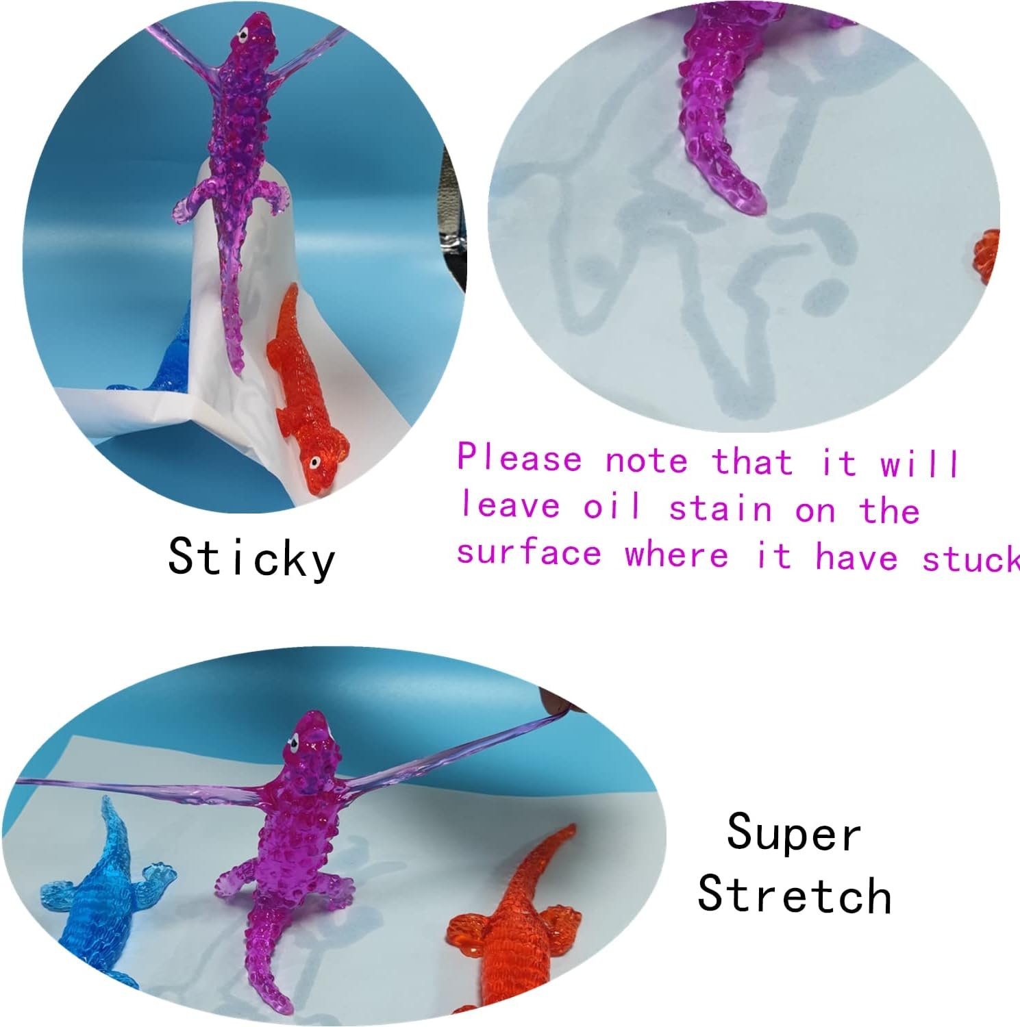 5Pack Super Stretch Sticky Lizard Mochi Squishy Toys,Soft Stress Relief Fidget Toys, Goodie Bag Stuffers,Classroom Prizes,Birthday,Party Favors(5Colors,Style Random)
