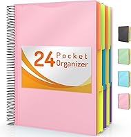 Vista 10 de Forvencer 24 Pocket Project Organizer, 1/3-cut Tab Binder Organizer with Sticky Labels, Multi Pocket Folder with Zipper Pouch, Folder Binder Spiral
