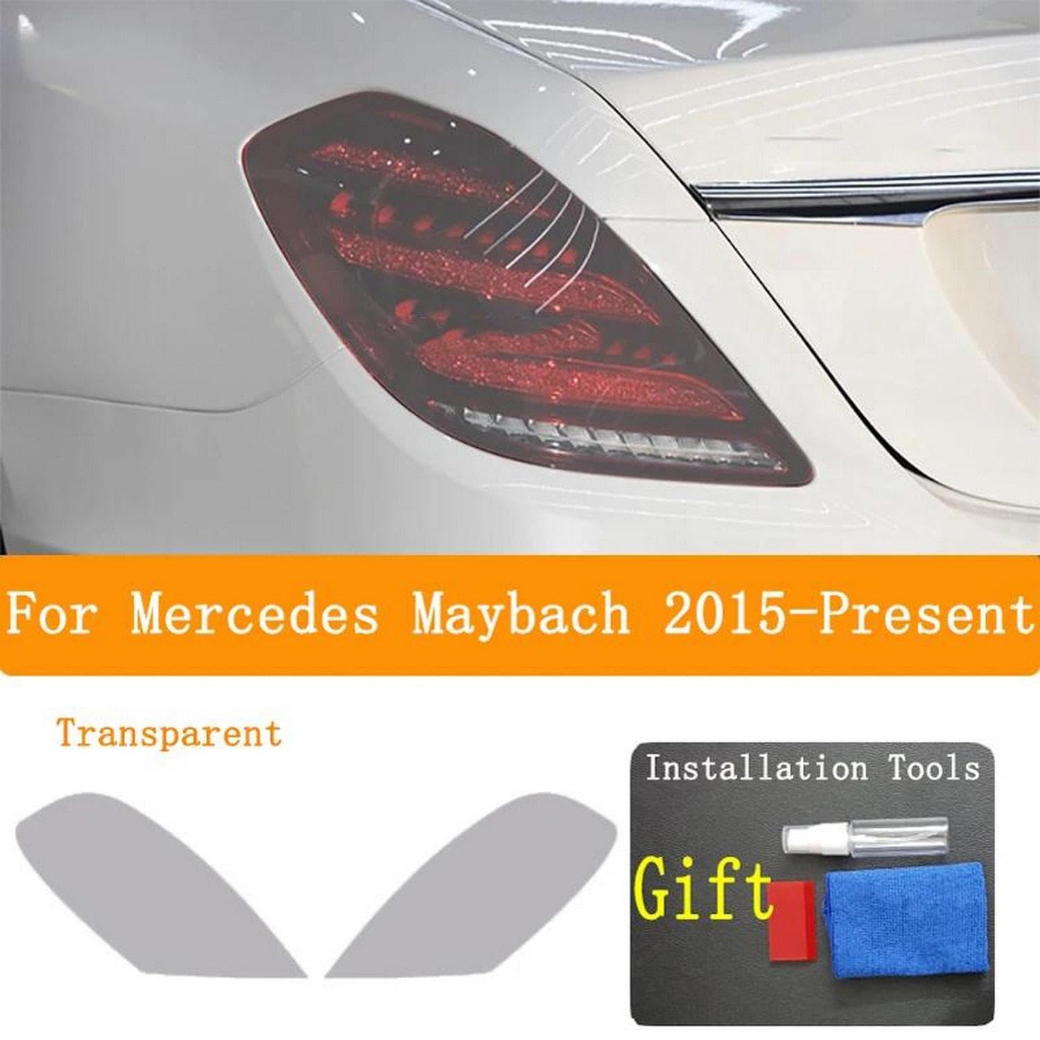 Reflektor samochodowy tylne światło folia ochronna reflektor winyl renowacja przezroczysta czarna naklejka, do Mercedes Maybach 2015-Present