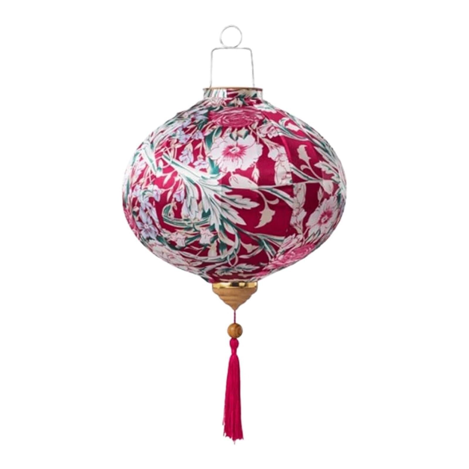 Asian lantern, Chinese Silk Lantern Traditional Round Floral Pattern Hanging with Tassel for Wedding, Party, Festival and Home Decoration(Red,12inch)