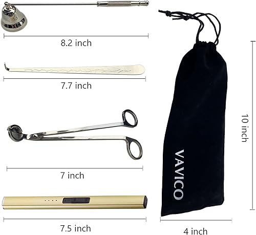 Miniatura 2 de Juego de mechas de velas, juego de encendedor de arco, kit de cuidado de velas, plasma eléctrico recargable por USB, encendedor largo a prueba de