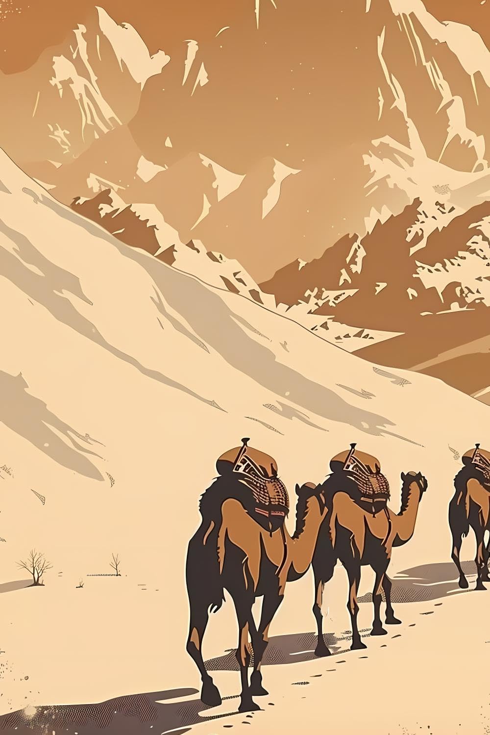 GUAIEUW 5D Camel Procession in The Desert Diamond Painting Kits Camel for Adults, Full Round Diamond Art Craft, Personalized Wall Decoration, Gift for Any Occasion 20x30 inch