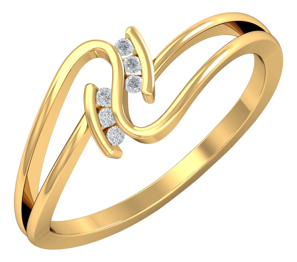 kuberbox 18KT Yellow Gold Pretty Curved Ring for Women-picture-44