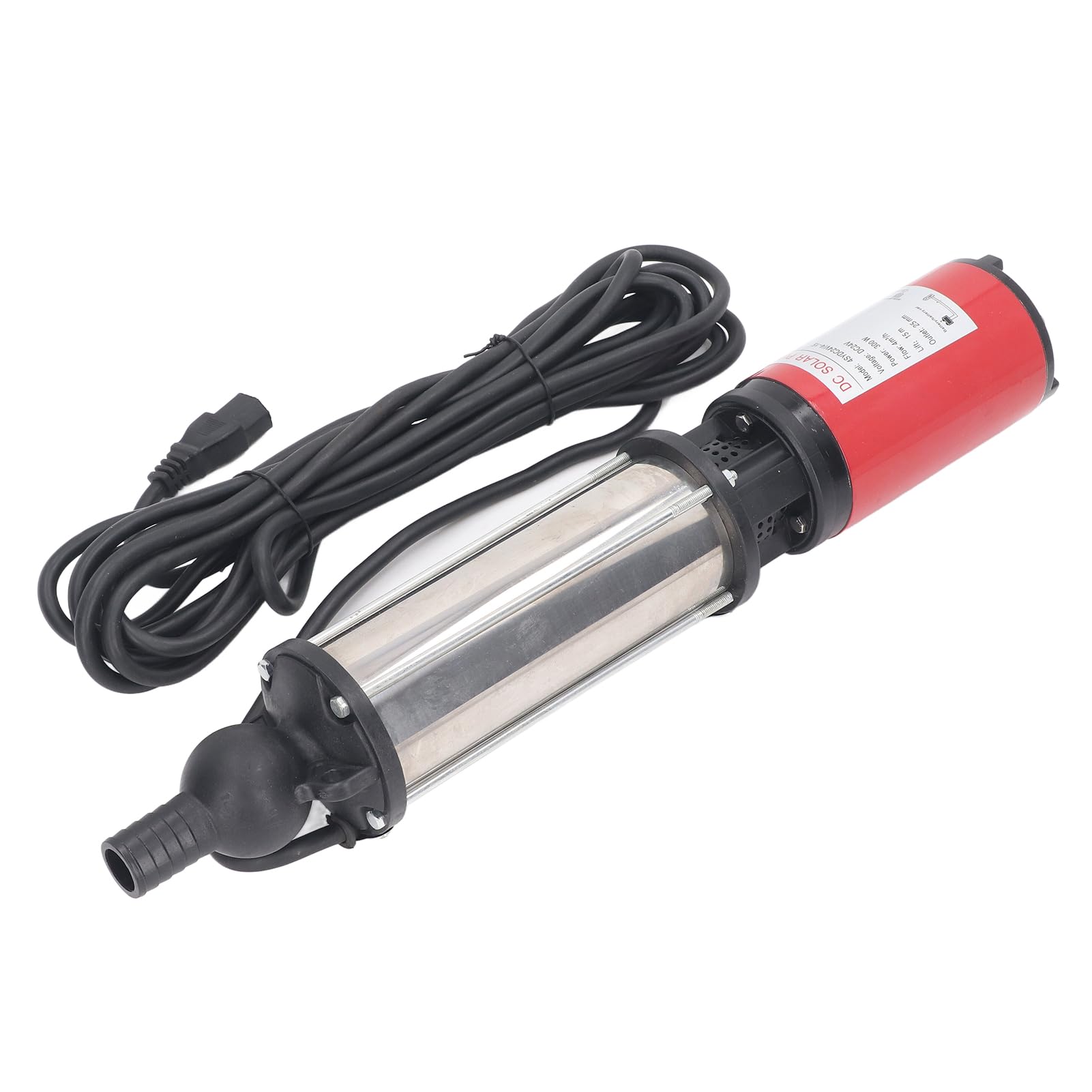 FTVOGUE Bomba de Pozo Profundo CC Bomba de Agua Solar de 24 V 300 W con Motor de Cobre Cuerpo de Acero Inoxidable Flujo de 4 M³ H Elevación de 15 M Salida de 1 Pulgada para Hogares Granjas Vehículos