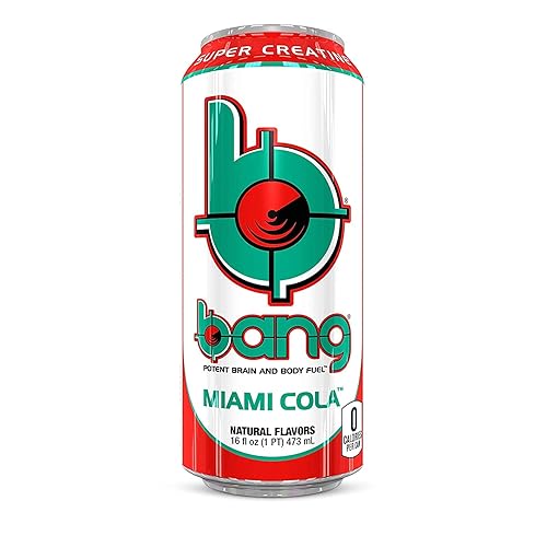 Bang Energy Drink Miami Cola 16 onzas líquidas paquete de 6
