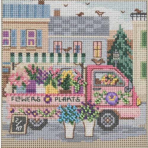 Mill Hill Flower Truck Beaded Counted Cross Stitch Kit Buttons & Beads 2026 Spring Series MH142614 5.25 x 5.25 inches Multi