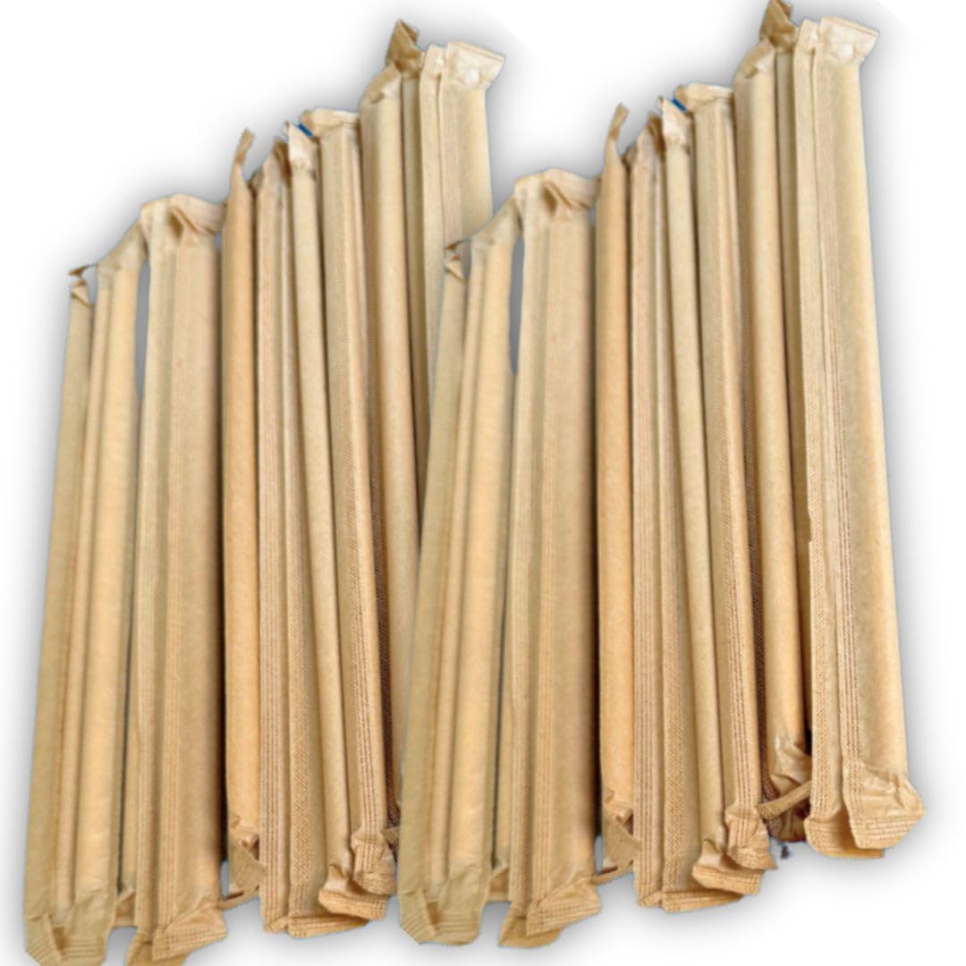 Kary Pack Bamboo Chopsticks, 210mm, 100 Sets, Individually Wrapped, Eco-Friendly Compostable Disposable, For Restaurants Takeaway Deliveries, Parties and Events