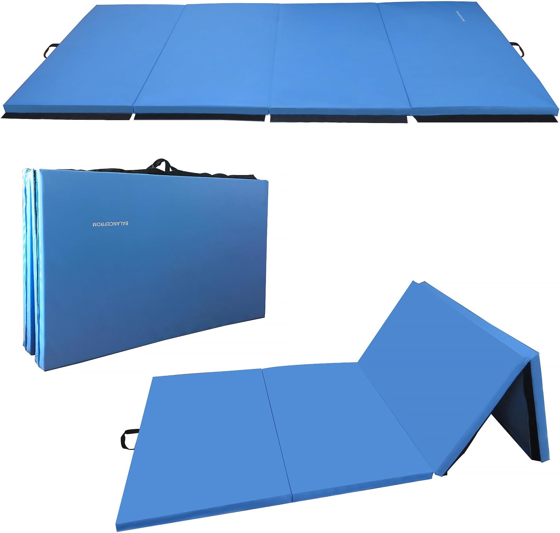 Signature Fitness All Purpose 4'x8'x2" Extra Thick High Density Anti Tear Gymnastics Gym Folding Exercise Aerobics Mats, Multiple Colors Available