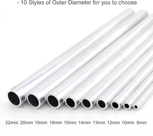 Miniatura 4 de Tubo redondo de aluminio 6063, 0.472 pulgadas de diámetro exterior 0.079 in de grosor de pared 11.811 in de longitud, tubo recto de metal sin