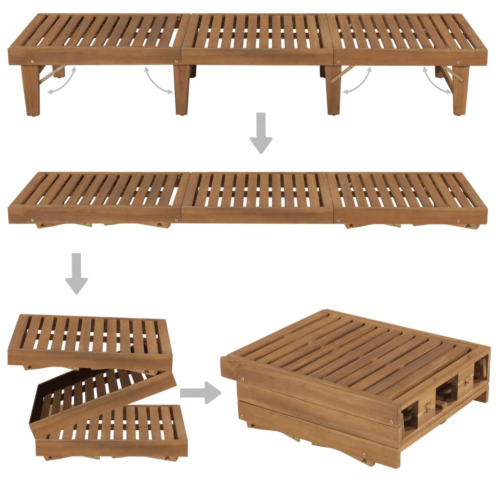 vidaXL Lettino Prendisole Pieghevole Rustico Sdraio Spiaggia Sedia a Sdraio Lettino da Giardino Arredamento Patio Esterni Massello Acacia