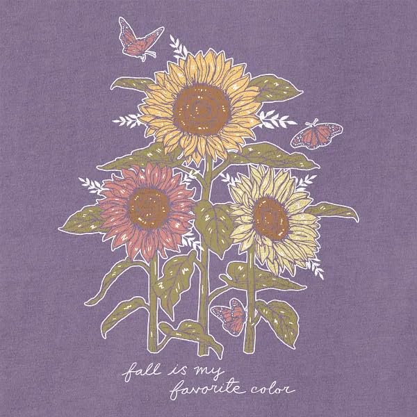 Life is Good. Women's Fall is My Favorite Sunflowers Short Sleeve Crusher Tee, Dusk Purple2