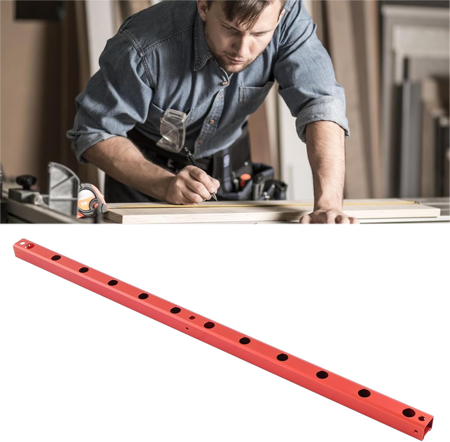 Double Cut Profile Universal T Track, Aluminum Alloy Extrusion, 37.4 Inch - Durable, Predrilled Mounting Holes, Ideal for Woodworking and DIY Projects