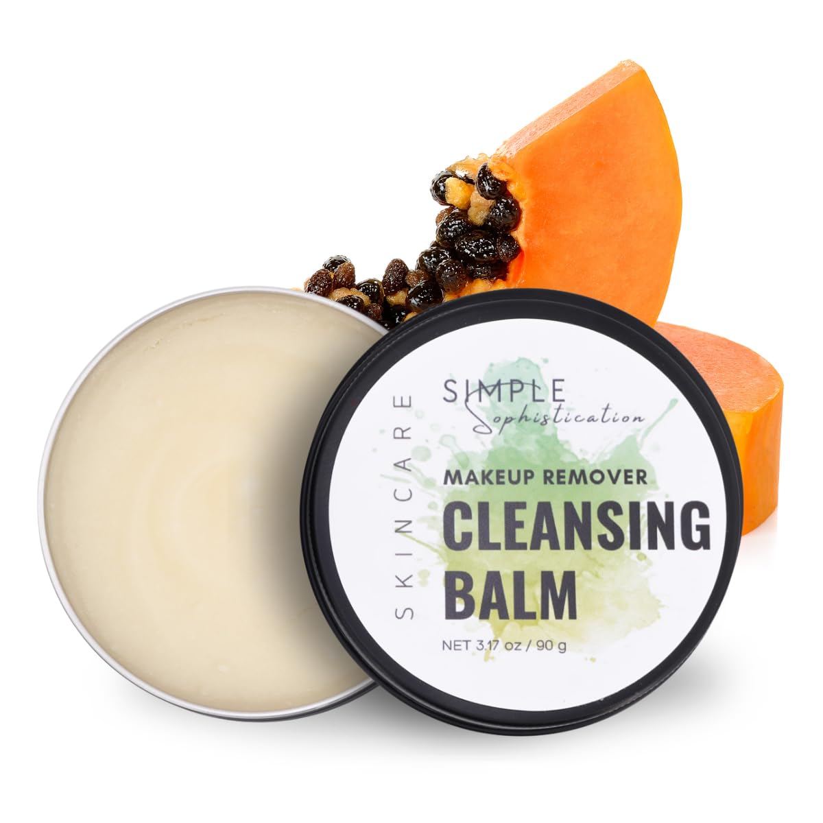 Tallow Cleansing Balm - With Grass-fed Beef Tallow, Papaya Enzyme | Waterproof Makeup Remover Balm | Natural Face Cleanser Oil | Sulphate Free | for