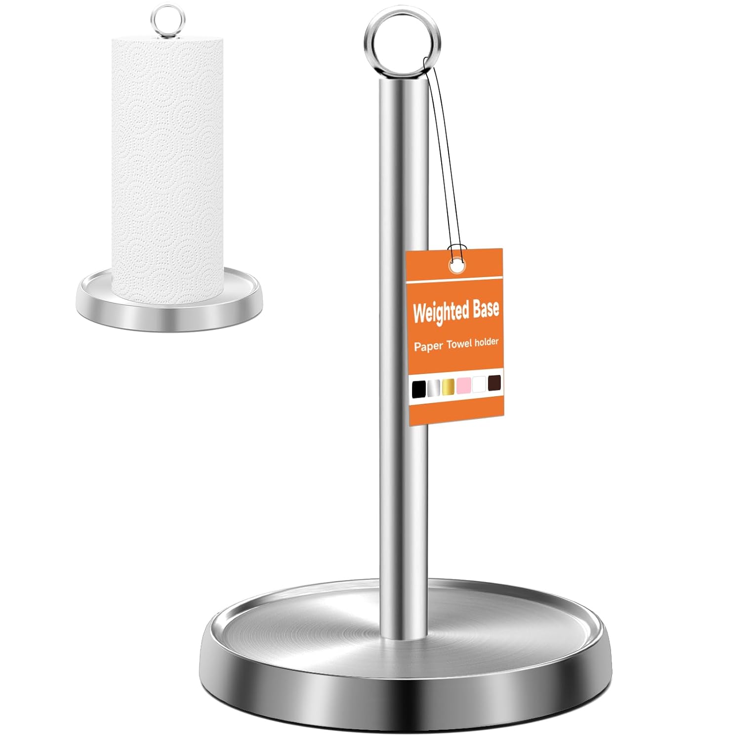 Paper Towel Holder Countertop Stainless Steel Weighted Base Paper Towel Stand Holder for Kitchen Bathroom Farmhouse Essentials Decor