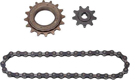 Miniatura 7 de SUNGOOYUE Kit de rueda libre de acero, rueda libre de 16 dientes, piñón de 9 dientes, juego de cadena de 38 secciones, kit de rueda libre de plato